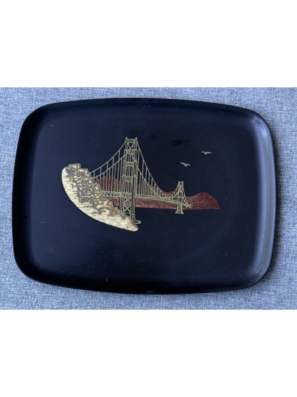 Couroc of Monterey California Serving Tray San Francisco Golden Gate Bridge